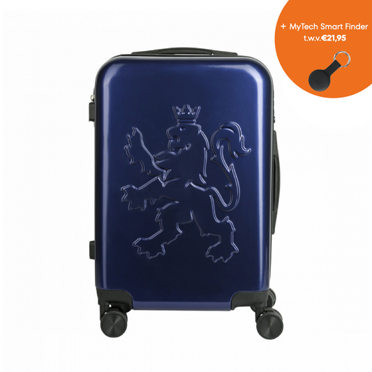 O.Leo reiskoffer Blauw met MyTech Smart Finder