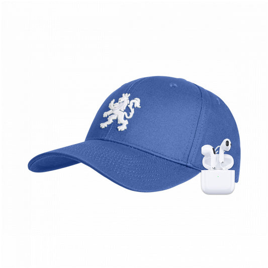 COMBIDEAL O.Leo baseballcap Blauw met Wit & MyTech Earbuds