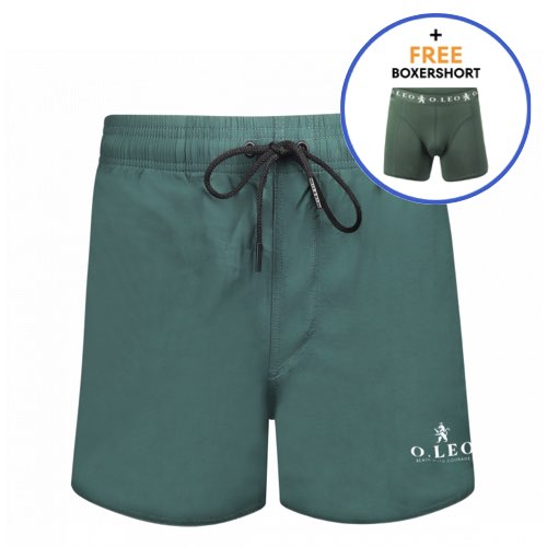 O.Leo Men's Swimming Trunks Green with free boxer shorts