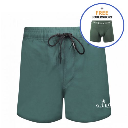 O.LEO Heren Zwembroek Green met gratis boxershort