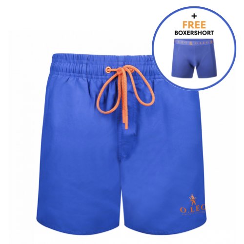 O.LEO Heren Zwembroek Blue met gratis boxershort