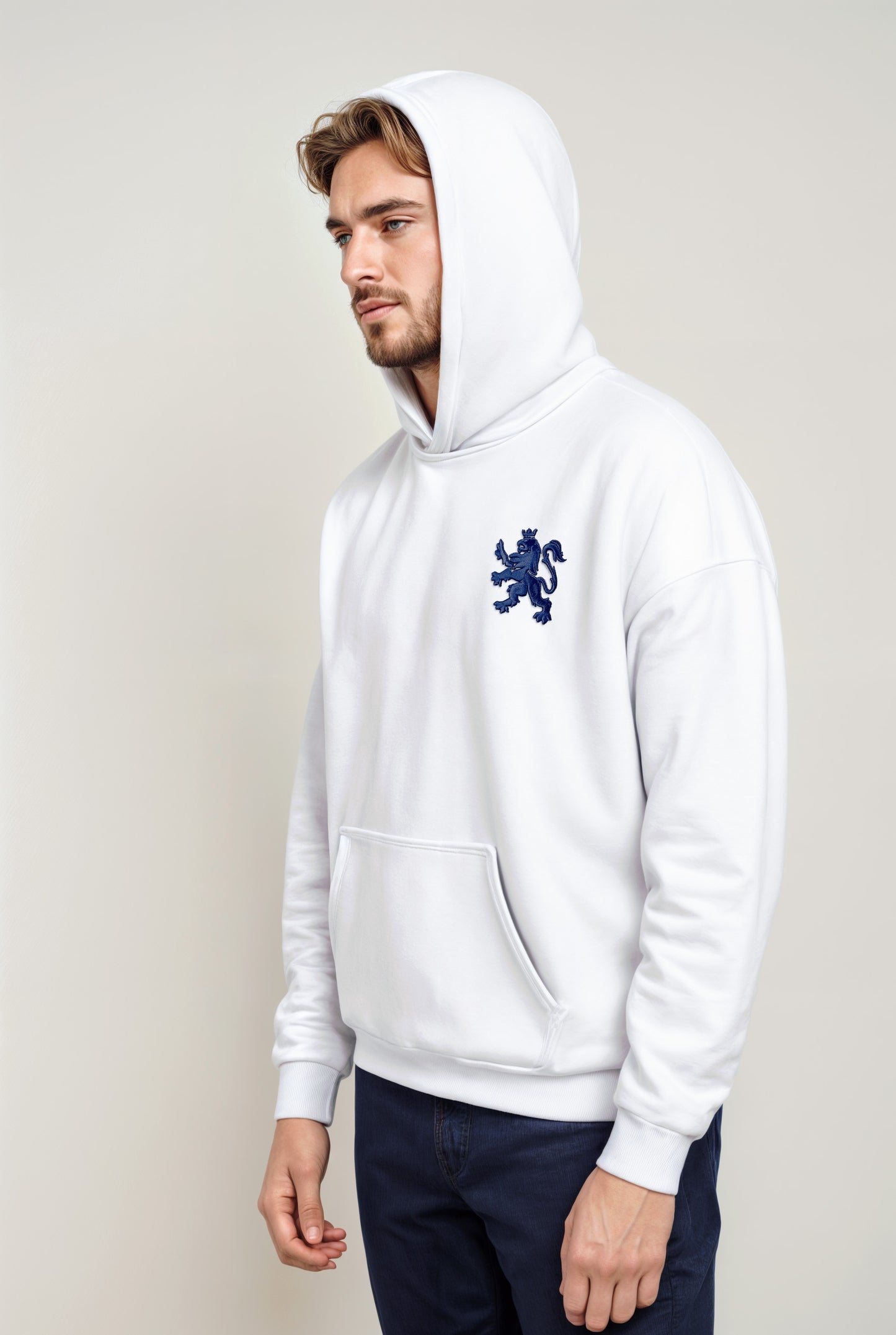 O.Leo Hoodie Wit (Blauwe Leeuw)