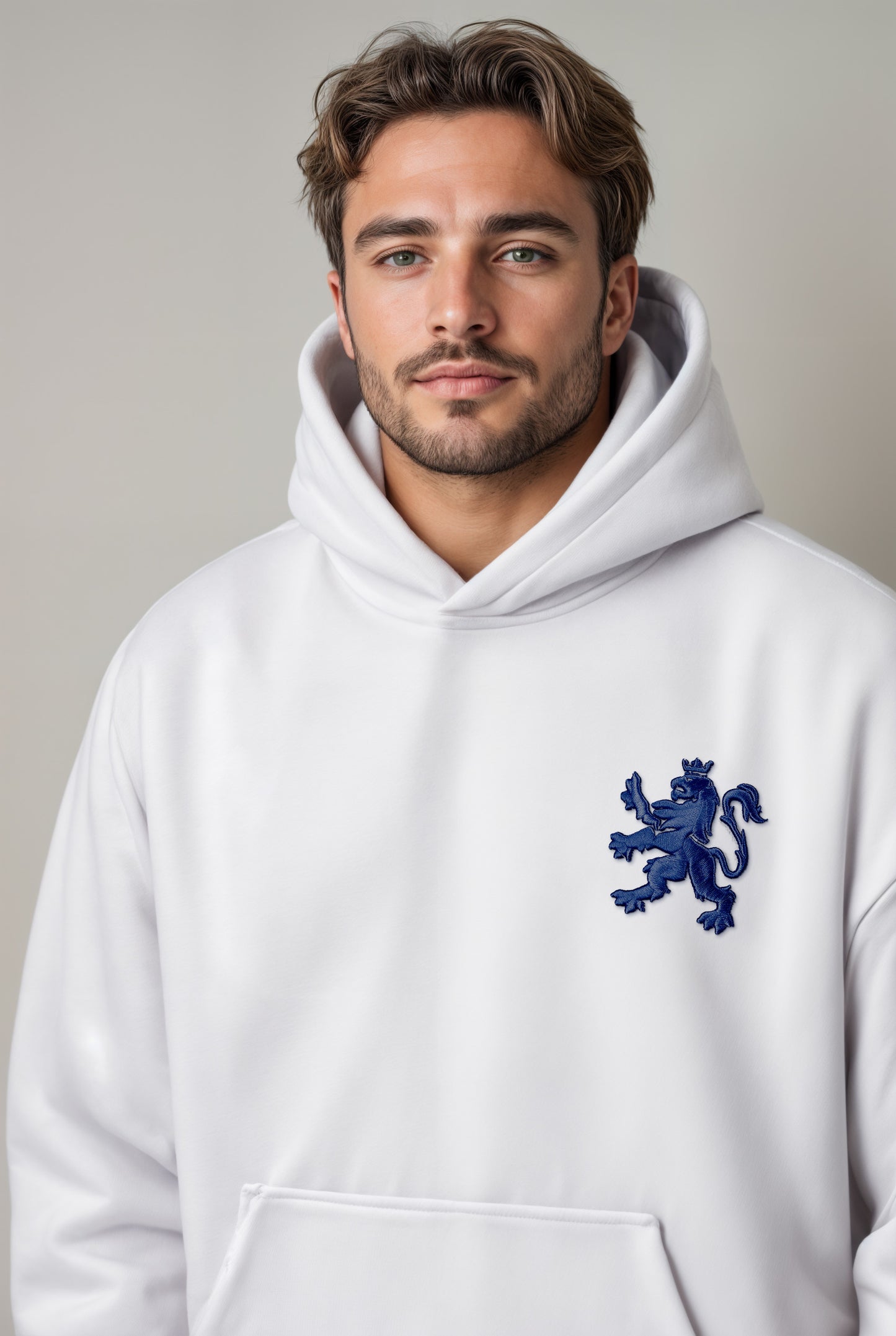 O.Leo Hoodie Wit (Blauwe Leeuw)