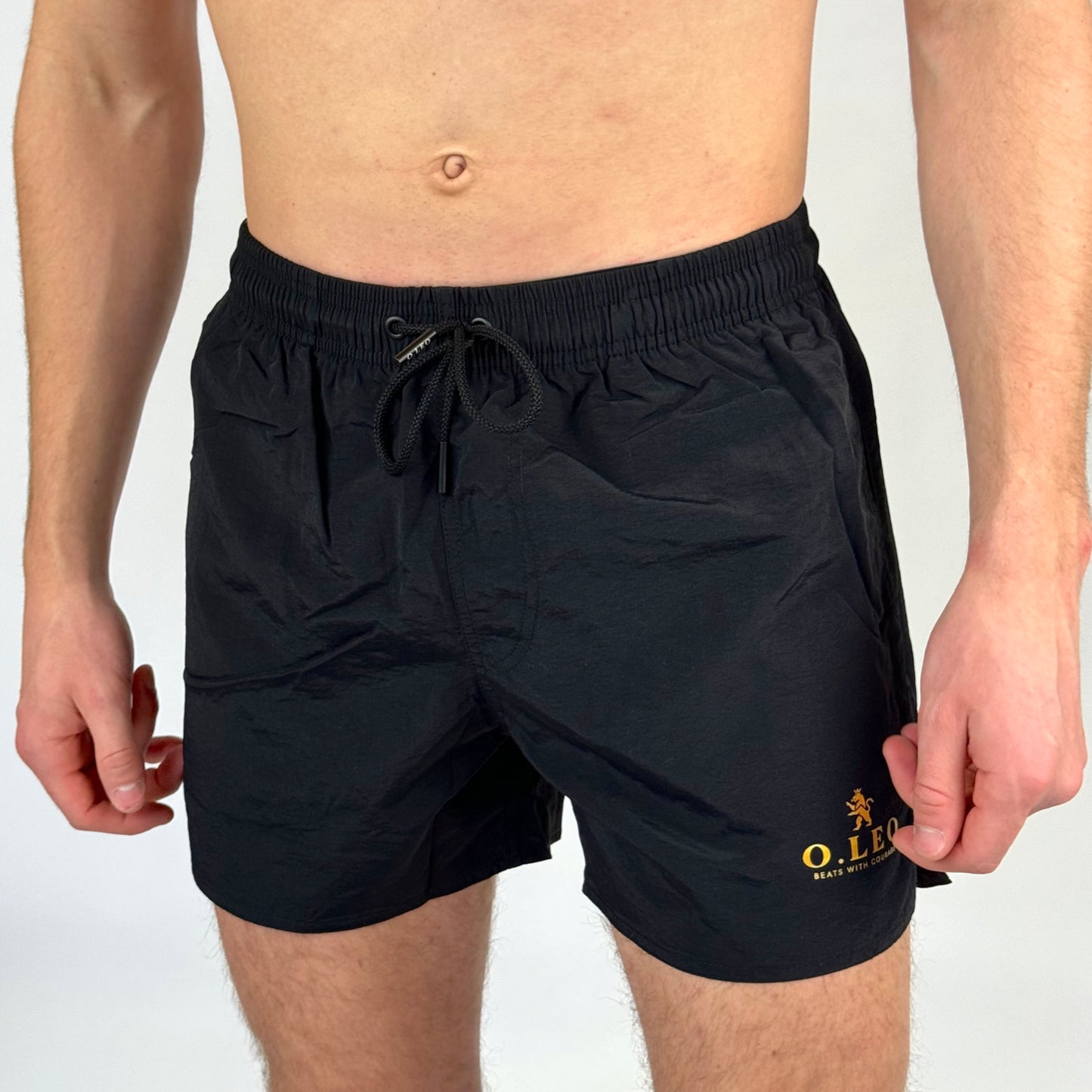 O.Leo Men's Swimming Trunks Black with free boxer shorts