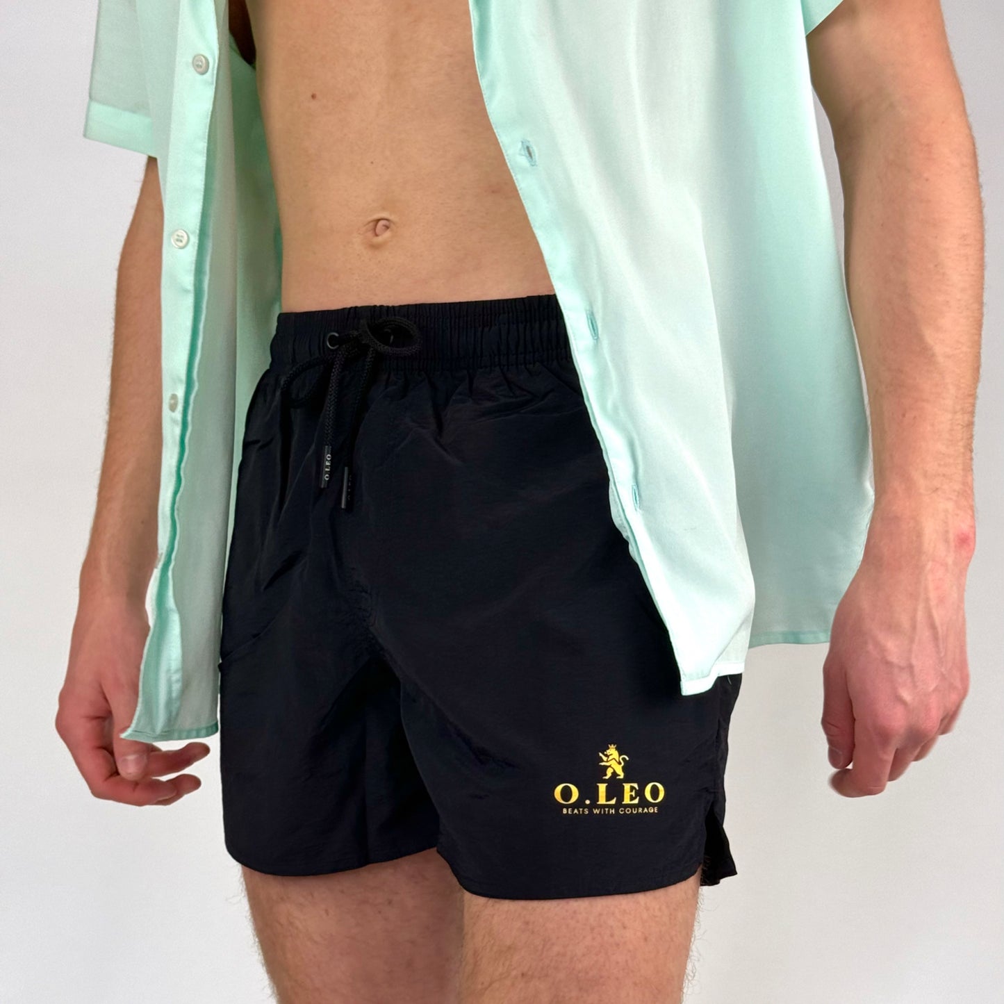 O.Leo Men's Swimming Trunks Black with free boxer shorts