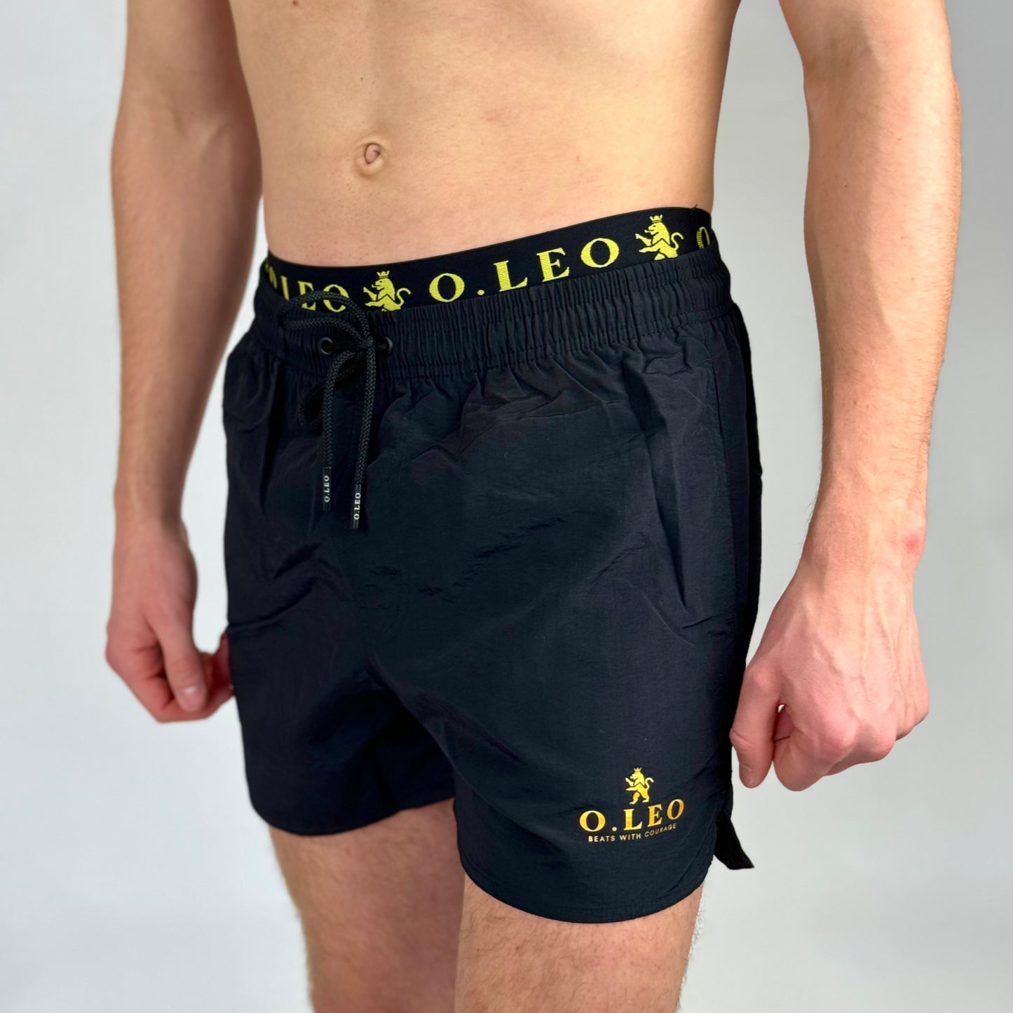 O.Leo Men's Swimming Trunks Black with free boxer shorts