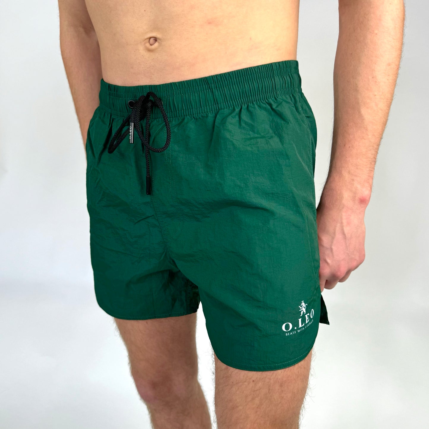 O.Leo Men's Swimming Trunks Green with free boxer shorts