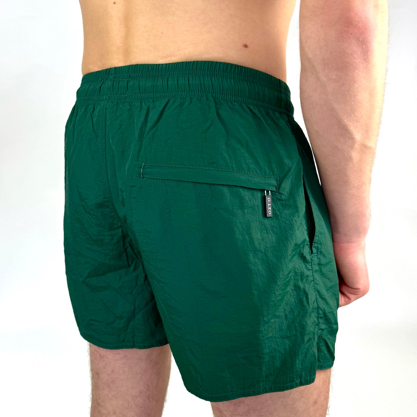 O.Leo Men's Swimming Trunks Green with free boxer shorts
