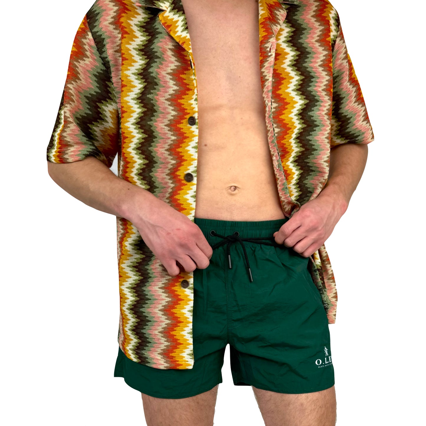 O.Leo Men's Swimming Trunks Green with free boxer shorts
