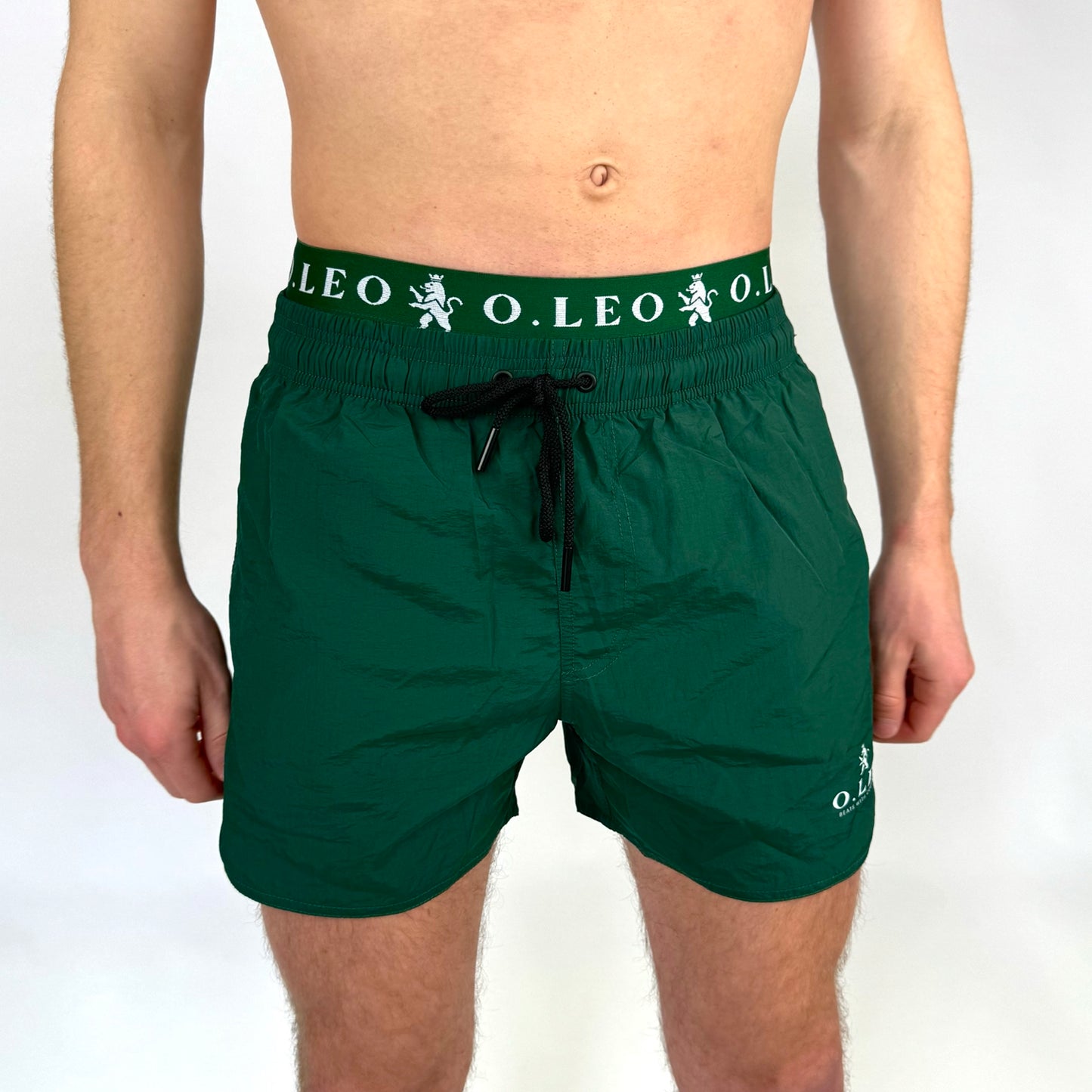 O.Leo Men's Swimming Trunks Green with free boxer shorts
