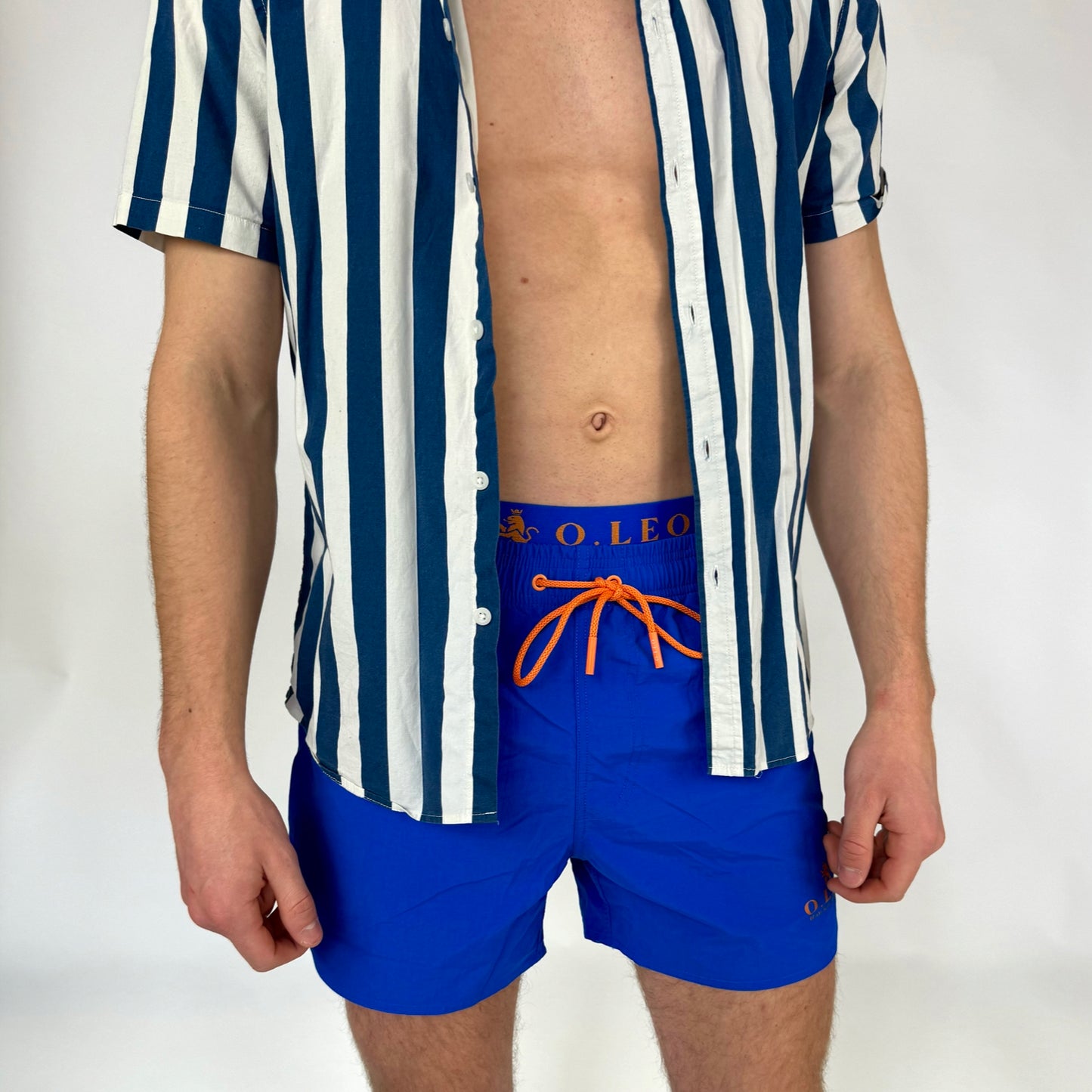 O.LEO Heren Zwembroek Blue met gratis boxershort