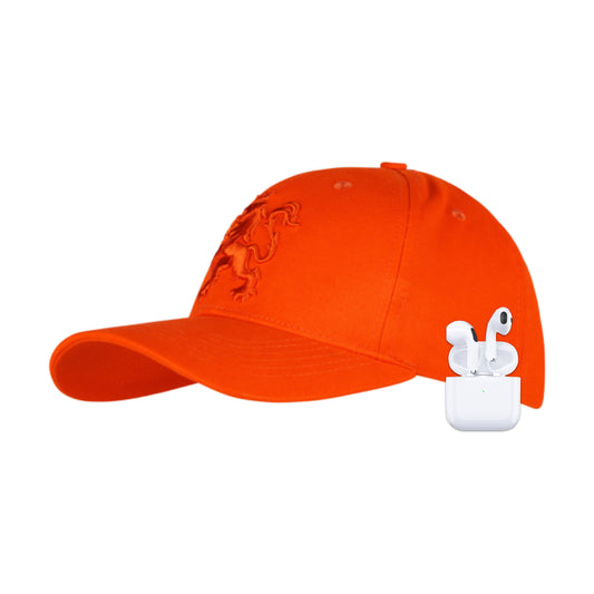 COMBIDEAL O.Leo baseballcap Oranje & MyTech Earbuds