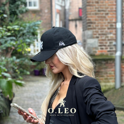 O.Leo baseballpet - Zwart - Witte Hollandse leeuw - Unisex