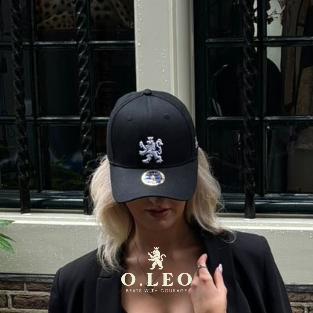 O.Leo baseballpet - Zwart - Witte Hollandse leeuw - Unisex