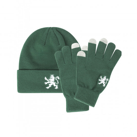 O.Leo Beanie Groen met groene handschoenen