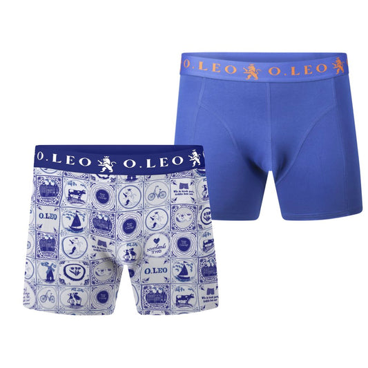 O.Leo Heren 2 Pack Boxershorts Dutch Design Print / Blauw