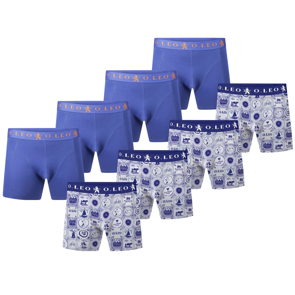 O.Leo Men's 2 Pack Boxer Shorts Blue 