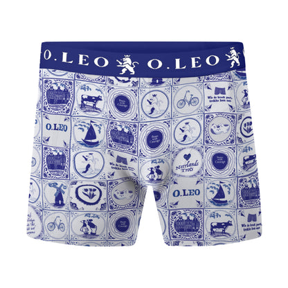 O.Leo Heren 8 Pack Boxershorts Dutch Design Print / Blauw