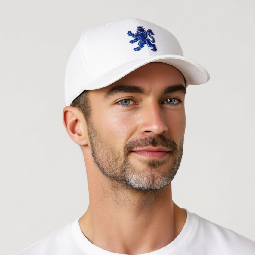 O.Leo Baseballpet - Wit - Blauwe Hollandse leeuw - Unisex