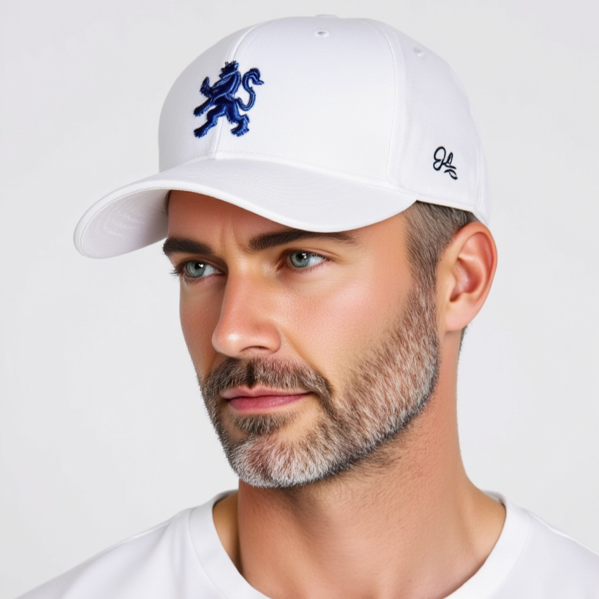 O.Leo Baseballpet - Wit - Blauwe Hollandse leeuw - Unisex