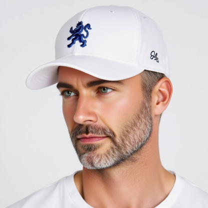O.Leo Baseballpet - Wit - Blauwe Hollandse leeuw - Unisex