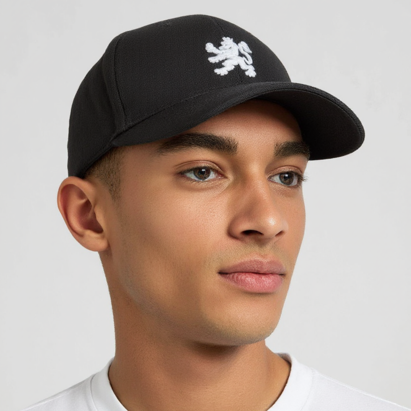O.leo Baseballkappe mit niederländischem Löwen – schwarz – weißer Löwe – Unisex